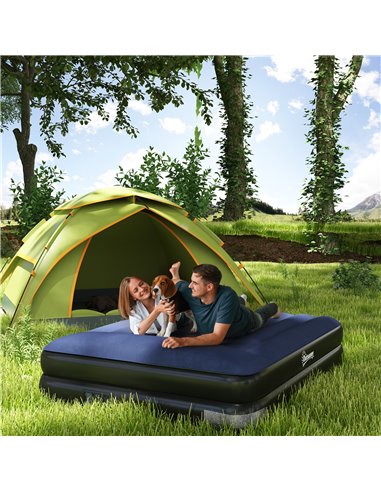Outsunny Queen Inflatable Air Mattress with Built-in Electric Pump, Integrated Pillow for Comfortable Sleep