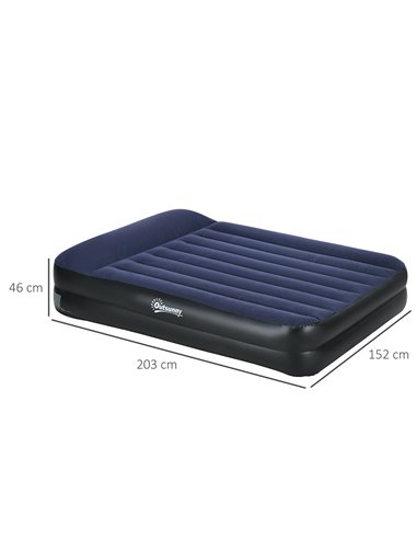 Outsunny Queen Inflatable Air Mattress with Built-in Electric Pump, Integrated Pillow for Comfortable Sleep