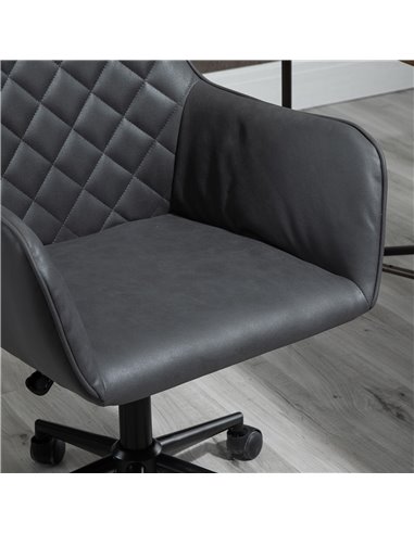 Vinsetto Swivel Office Chair Leather-Feel Fabric Home Study Leisure with Wheels, Grey
