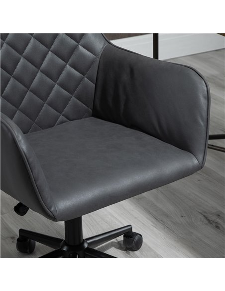 Vinsetto Swivel Office Chair Leather-Feel Fabric Home Study Leisure with Wheels, Grey - pic 8357 | FastDaddyshop