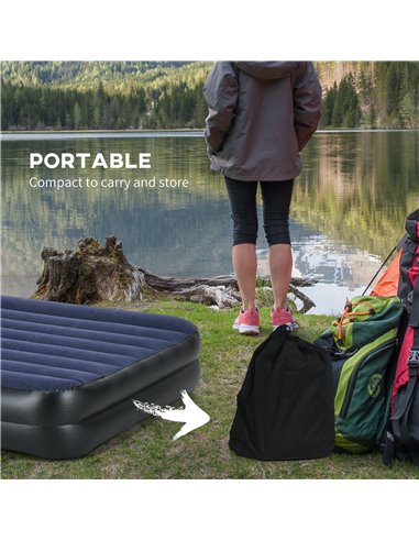 Outsunny Queen Inflatable Air Mattress with Built-in Electric Pump, Integrated Pillow for Comfortable Sleep