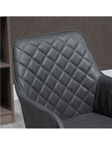 Vinsetto Swivel Office Chair Leather-Feel Fabric Home Study Leisure with Wheels, Grey