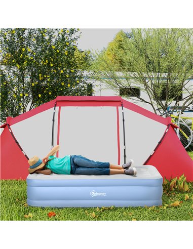 Outsunny Comfortable Single Inflatable Air Mattress, with Quick-Fill Built-In Electric Pump