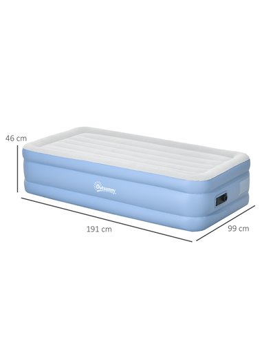 Outsunny Comfortable Single Inflatable Air Mattress, with Quick-Fill Built-In Electric Pump