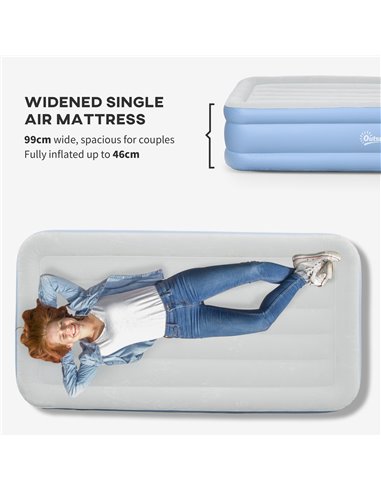 Outsunny Comfortable Single Inflatable Air Mattress, with Quick-Fill Built-In Electric Pump