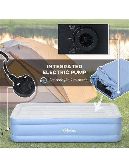 Outsunny Comfortable Single Inflatable Air Mattress, with Quick-Fill Built-In Electric Pump - pic 83589 | FastDaddyshop