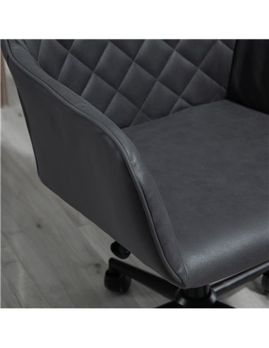Vinsetto Swivel Office Chair Leather-Feel Fabric Home Study Leisure with Wheels, Grey