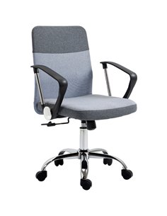 Vinsetto Office Linen Fabric Swivel Computer Desk Chair with Wheels, Grey