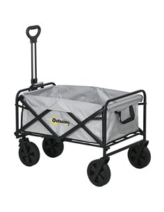 Outsunny Portable Folding Wagon, Pull Along Cargo Trolley, Dark Grey 845-340V00GY