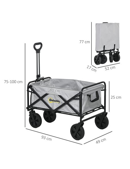 Outsunny Portable Folding Wagon, Pull Along Cargo Trolley with Telescopic Handle, Dark Grey - pic 83614 | FastDaddyshop