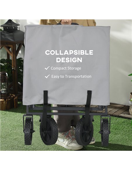Outsunny Portable Folding Wagon, Pull Along Cargo Trolley with Telescopic Handle, Dark Grey - pic 83615 | FastDaddyshop