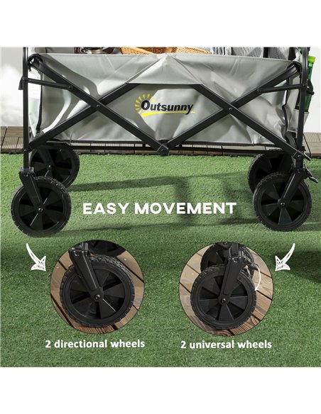 Outsunny Portable Folding Wagon, Pull Along Cargo Trolley with Telescopic Handle, Dark Grey - pic 83617 | FastDaddyshop