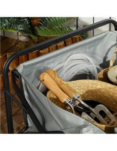 Outsunny Portable Folding Wagon, Pull Along Cargo Trolley with Telescopic Handle, Dark Grey