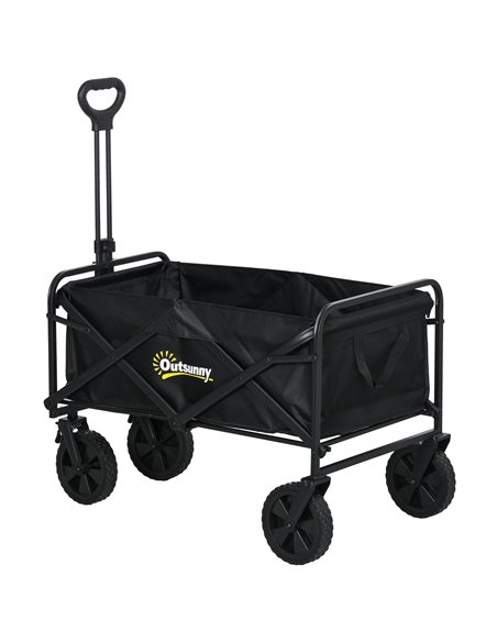 Outsunny Pull Along Folding Wagon Cargo Trolley, Black 845-340V00BK - pic 83621 | FastDaddyshop