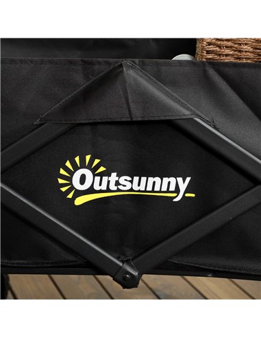 Outsunny Pull Along Folding Wagon Cargo Trolley with Telescopic Handle, Portable Utility Cart, Black