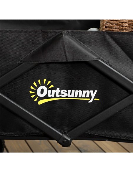 Outsunny Pull Along Folding Wagon Cargo Trolley with Telescopic Handle, Portable Utility Cart, Black - pic 83628 | FastDaddyshop