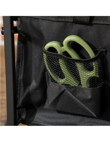 Outsunny Pull Along Folding Wagon Cargo Trolley with Telescopic Handle, Portable Utility Cart, Black