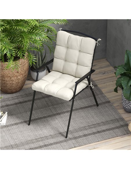 Outsunny Comfortable Outdoor Garden Seat Cushion with Backrest, Durable and Weather-Resistant, Cream White - pic 83649 | FastDaddyshop