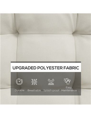 Outsunny Comfortable Outdoor Garden Seat Cushion with Backrest, Durable and Weather-Resistant, Cream White