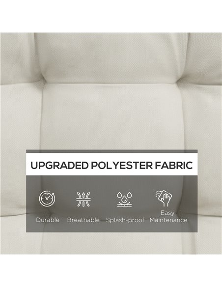 Outsunny Comfortable Outdoor Garden Seat Cushion with Backrest, Durable and Weather-Resistant, Cream White - pic 83651 | FastDaddyshop