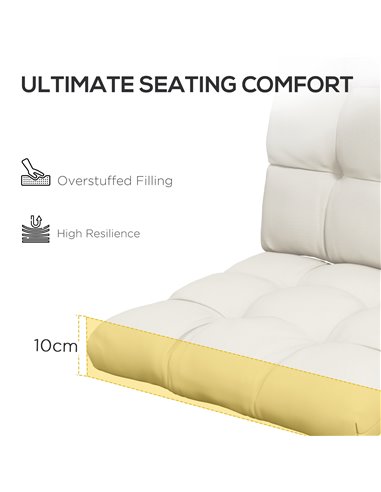 Outsunny Comfortable Outdoor Garden Seat Cushion with Backrest, Durable and Weather-Resistant, Cream White