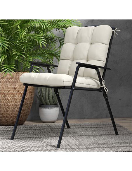 Outsunny Comfortable Outdoor Garden Seat Cushion with Backrest, Durable and Weather-Resistant, Cream White - pic 83654 | FastDaddyshop