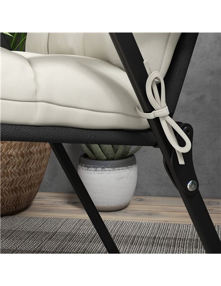 Outsunny Comfortable Outdoor Garden Seat Cushion with Backrest, Durable and Weather-Resistant, Cream White - pic 83655 | FastDaddyshop