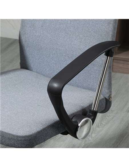 Vinsetto Office Chair Linen Fabric Swivel Computer Desk Chair Home Study Adjustable Chair with Wheels, Grey - pic 8367 | FastDaddyshop