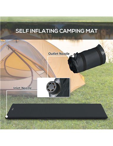 Outsunny Single Inflatable Mattress Sleeping Pad, Self-Inflating, Grey A20-419V00GY