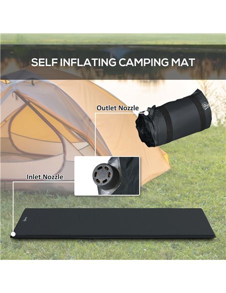 Outsunny Single Inflatable Mattress Sleeping Pad, Self-Inflating, Grey A20-419V00GY - pic 83687 | FastDaddyshop