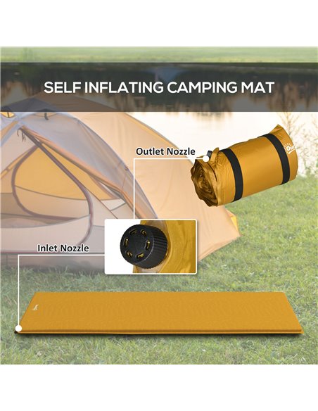 Outsunny Single Inflatable Mattress Sleeping Pad, Self-Inflating, Khaki A20-419V00KK - pic 83696 | FastDaddyshop