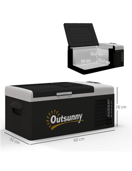 Outsunny 16L Car Fridge Freezer, Portable Car Refrigerator with 12V/24V DC and 100-240V AC, Black C00-041V70BK - pic 83704 | FastDaddyshop