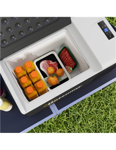 Outsunny 16L Car Fridge Freezer, Portable Car Refrigerator with 12V/24V DC and 100-240V AC, Black C00-041V70BK