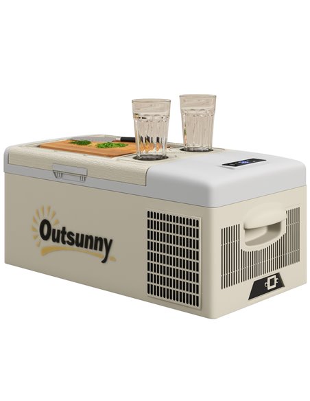 Outsunny 16L Car Fridge Freezer, Portable Car Refrigerator, Khaki C00-041V70KK - pic 83711 | FastDaddyshop