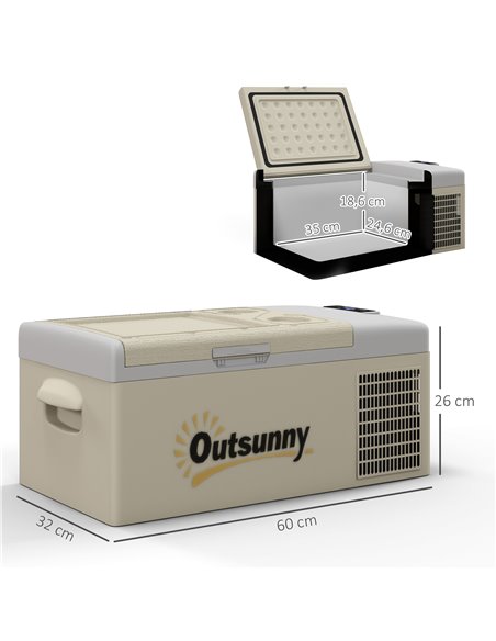 Outsunny 16L Car Fridge Freezer, Portable Car Refrigerator, Khaki C00-041V70KK - pic 83713 | FastDaddyshop