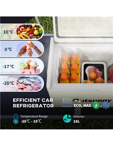 Outsunny 16L Car Fridge Freezer, Portable Car Refrigerator, Khaki C00-041V70KK
