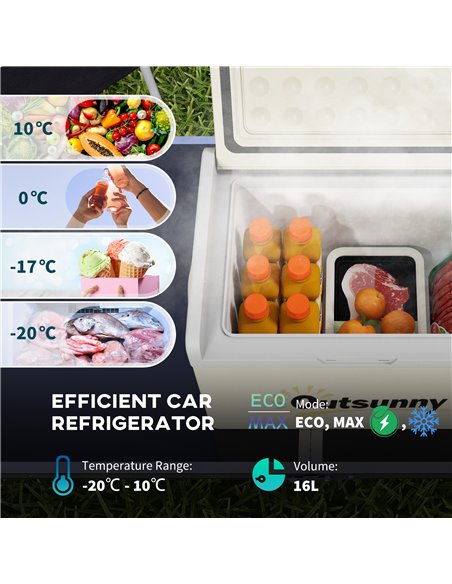 Outsunny 16L Car Fridge Freezer, Portable Car Refrigerator, Khaki C00-041V70KK - pic 83714 | FastDaddyshop