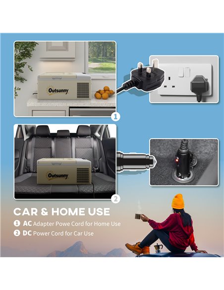 Outsunny 16L Car Fridge Freezer, Portable Car Refrigerator, Khaki C00-041V70KK - pic 83715 | FastDaddyshop