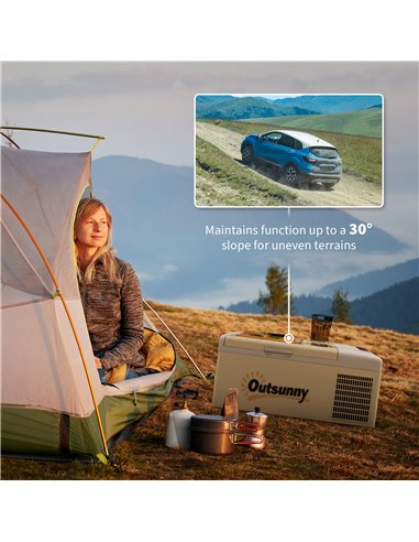 Outsunny 16L Car Fridge Freezer, Portable Car Refrigerator, Khaki C00-041V70KK
