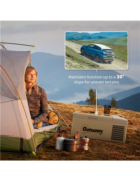 Outsunny 16L Car Fridge Freezer, Portable Car Refrigerator, Khaki C00-041V70KK - pic 83717 | FastDaddyshop