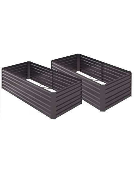 Outsunny Set of 2 Raised Beds for Garden, Galvanised Steel Outdoor Planters, Dark Grey 845-P019 - pic 83720 | FastDaddyshop