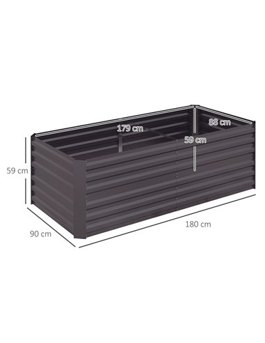 Outsunny Set of 2 Raised Beds for Garden, Galvanised Steel Outdoor Planters with Multi-reinforced Rods for Vegetables, Plants, F