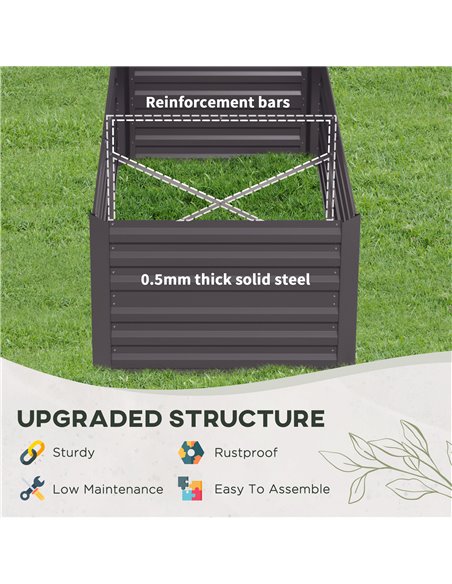 Outsunny Set of 2 Raised Beds for Garden, Galvanised Steel Outdoor Planters with Multi-reinforced Rods for Vegetables, Plants, F - pic 83724 | FastDaddyshop