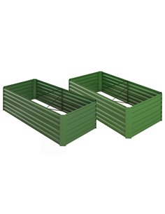 Outsunny Set of 2 Raised Beds, Galvanised Steel Planters, Green 845-P018