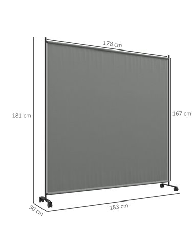 Outsunny Decorative Garden Partition Screen, 6FT Portable Privacy Screen w/ Lockable Wheels, Single Freestanding Metal Room Divi