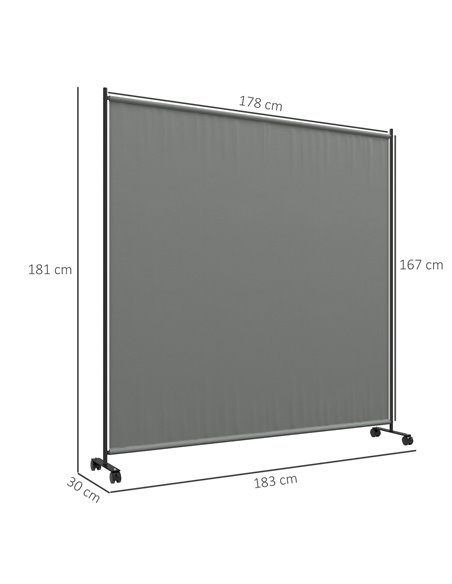 Outsunny Decorative Garden Partition Screen, 6FT Portable Privacy Screen w/ Lockable Wheels, Single Freestanding Metal Room Divi - pic 83758 | FastDaddyshop