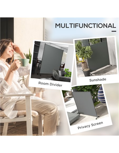 Outsunny Decorative Garden Partition Screen, 6FT Portable Privacy Screen w/ Lockable Wheels, Single Freestanding Metal Room Divi - pic 83759 | FastDaddyshop