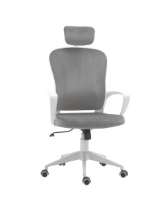 Vinsetto High-back Rocking Office Chair with Adjustable Headrest, Grey-White