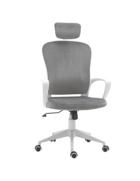 Vinsetto High-back Rocking Office Chair with Adjustable Headrest, Grey-White - pic 8376 | FastDaddyshop