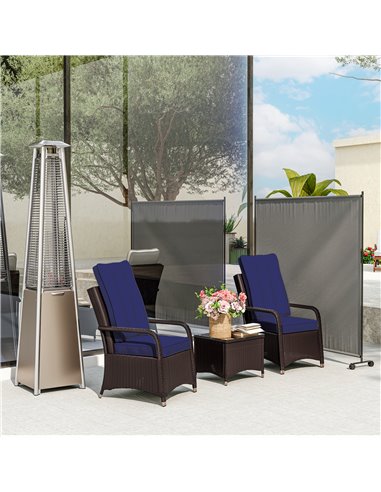 Outsunny Decorative Garden Partition Screen, 6FT Portable Privacy Screen w/ Lockable Wheels, Single Freestanding Metal Room Divi